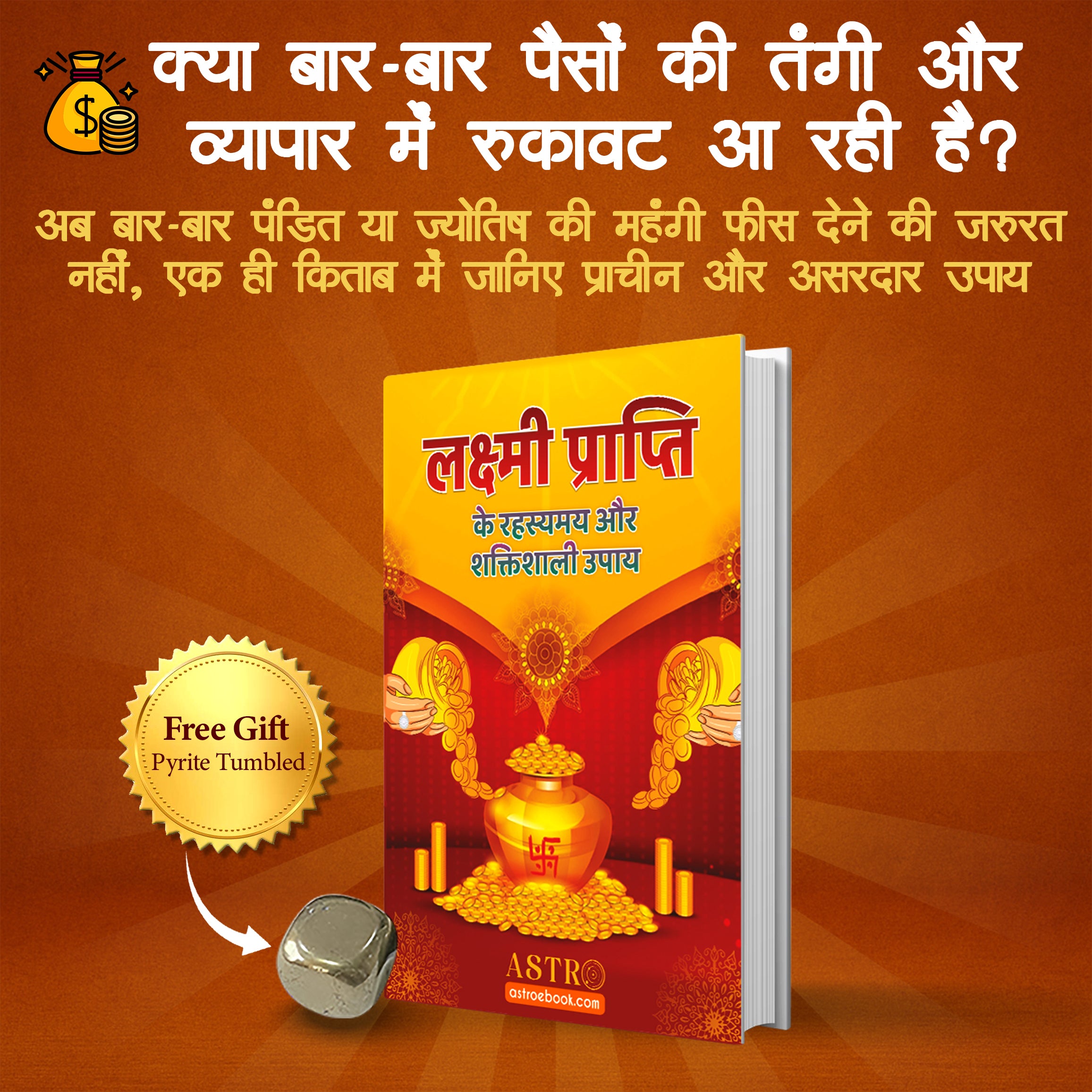 लक्ष्मी प्राप्ति के उपाय – Hindi Book + Free Pyrite Tumbled (Money Attraction Stone)